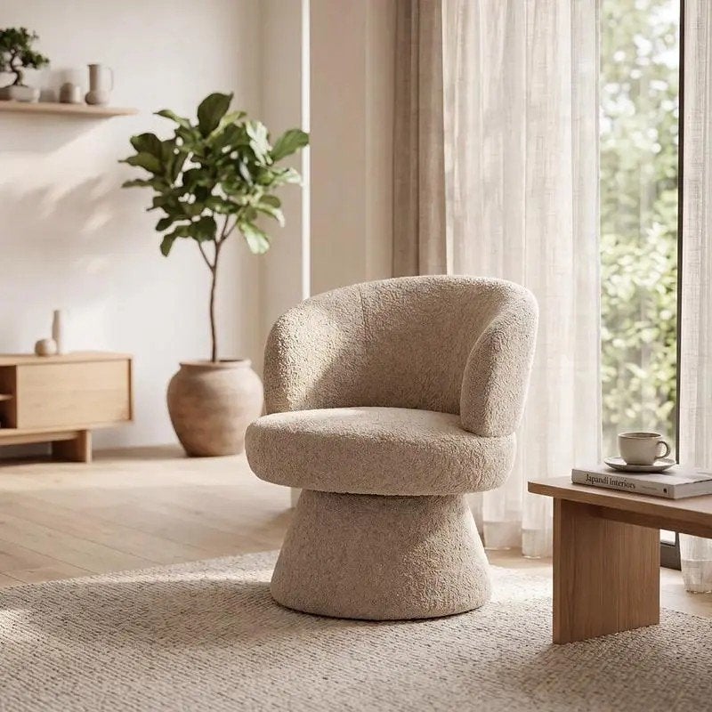 Draaifauteuil Bouclé Taupe - Nieuw in Doos (4 stuks)