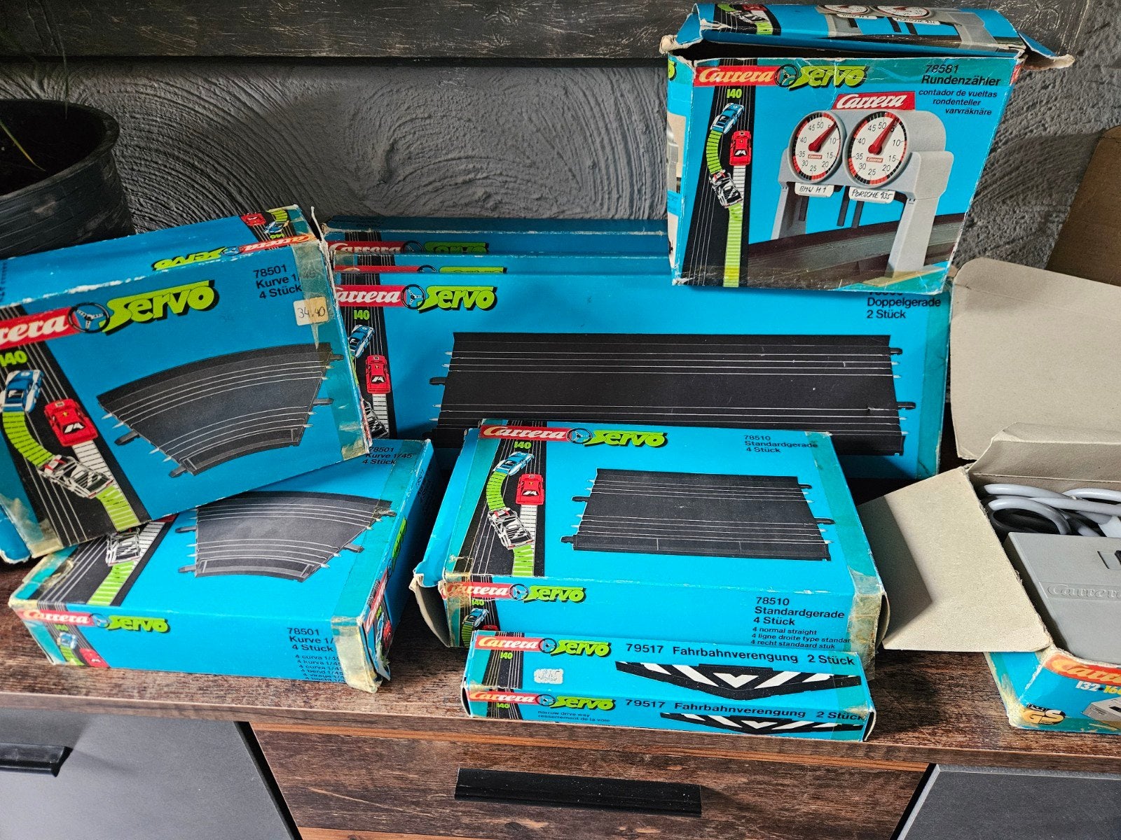 Grote vintage set Carrera Servo 140 racebaan onderdelen-, Ophalen of Verzenden