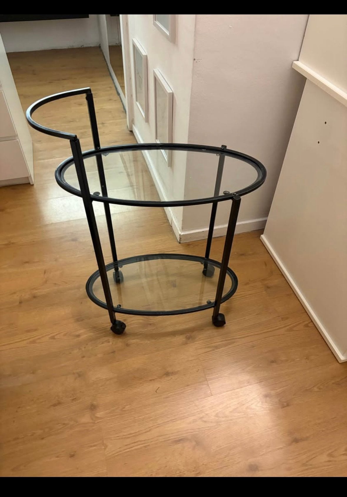 Glazen bijzettafel, Huis en Inrichting, Tafels | Bijzettafels, Minder dan 55 cm, Rond, Ophalen, 45 tot 60 cm