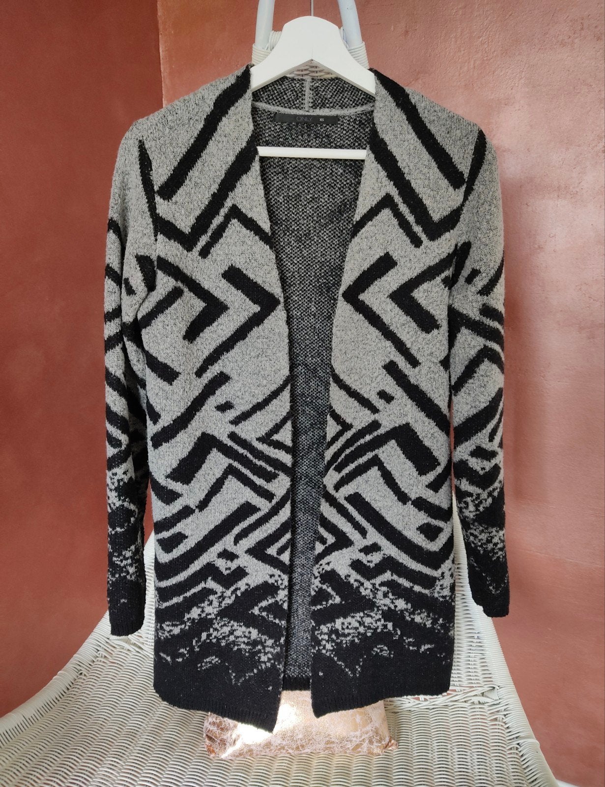 Only - Lang warm vest grijs zwart - mt xs, Only, Verzenden, Zo goed als nieuw, Maat 34 (XS) of kleiner