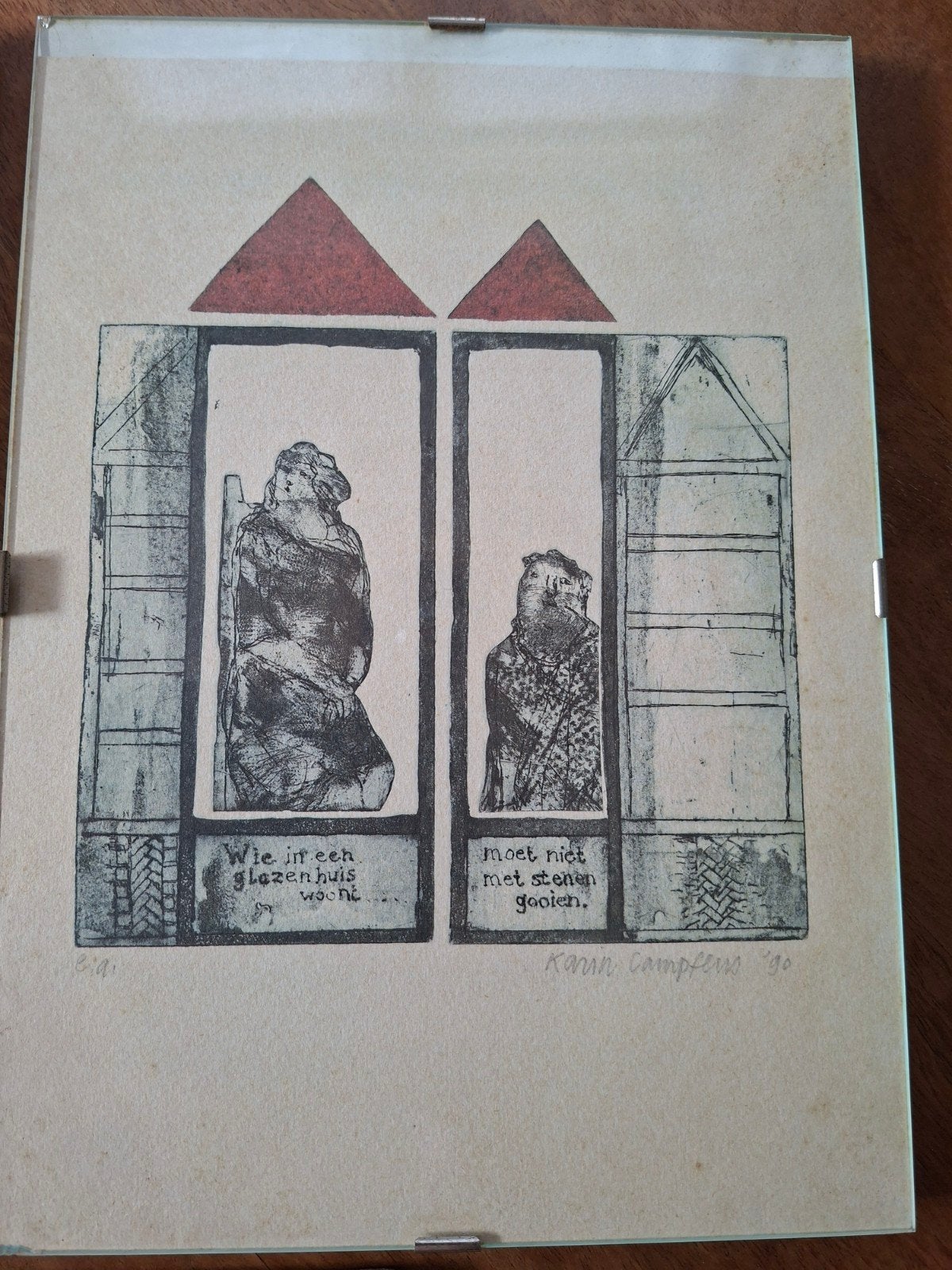 3 litho's van Karin Campfens, Antiek en Kunst, Ophalen of Verzenden