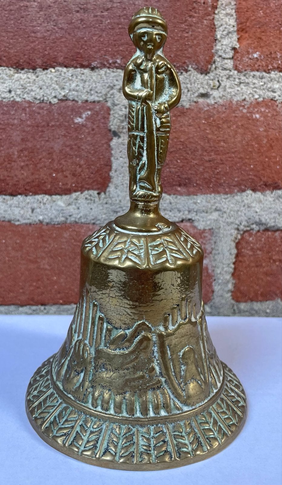 Messing Tafelbel - Jagersbel/Herdersbel met Figuur en Hond, Ophalen of Verzenden
