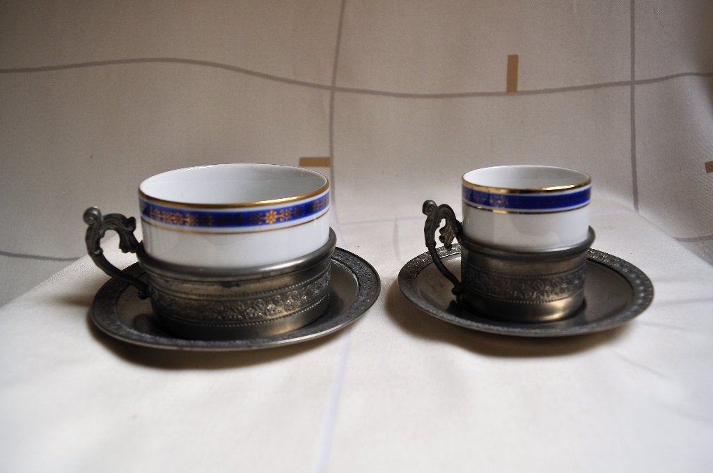 Oud Koffie en Espresso Kopje Porselein Tin, Ophalen of Verzenden