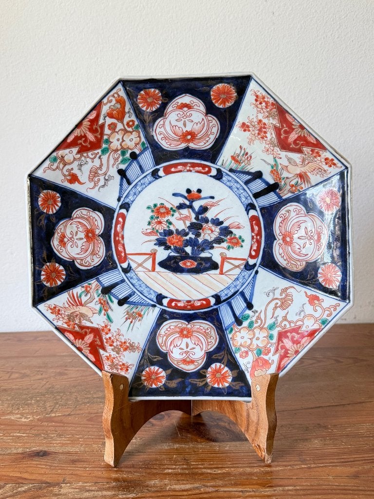 Groot Sierbord / schaal - Imari - Octogonaal / achtkantig, Antiek en Kunst, Ophalen of Verzenden