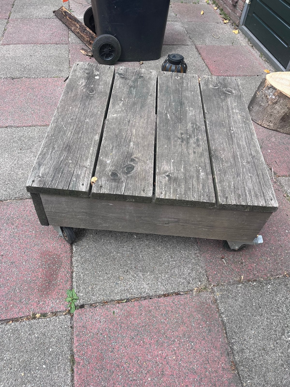 Buiten tafeltje gratis, Tuin en Terras, Ophalen, Gebruikt, Vierkant, Hout