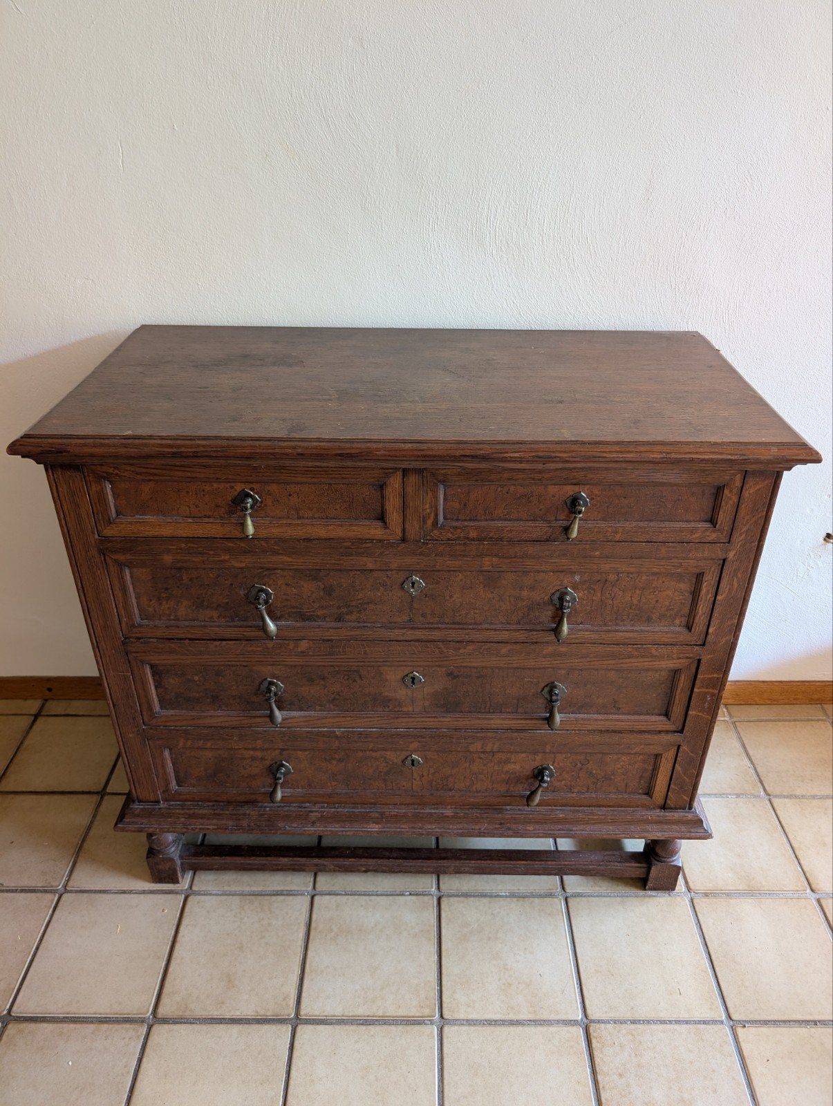 Antieke houten ladekast met 4 laden, Antiek en Kunst, Ophalen of Verzenden
