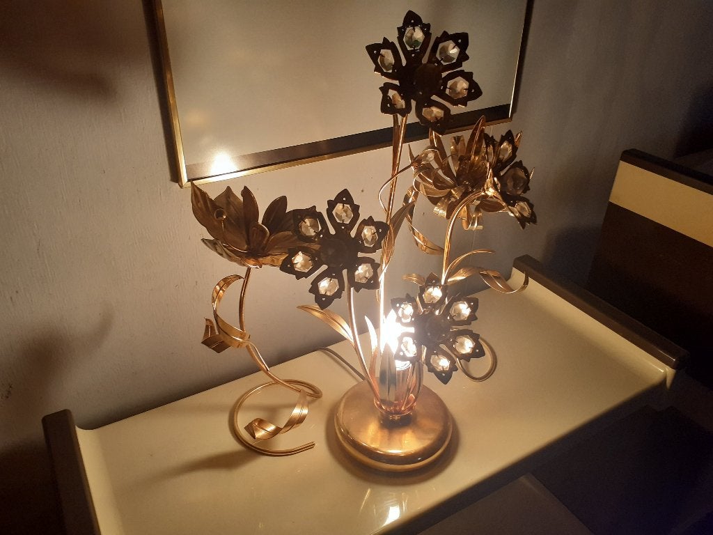lamp messing jaren 60 70 design Hollywood regency retro, Metaal, Gebruikt, ?, Goud