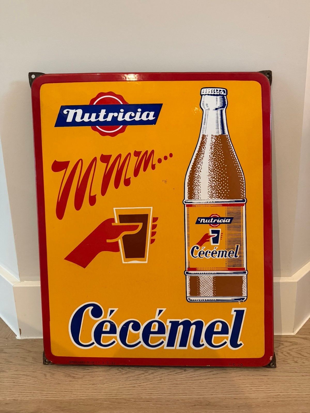 Emaille reclame bord Cecemel, Ophalen of Verzenden, Zo goed als nieuw, Reclamebord