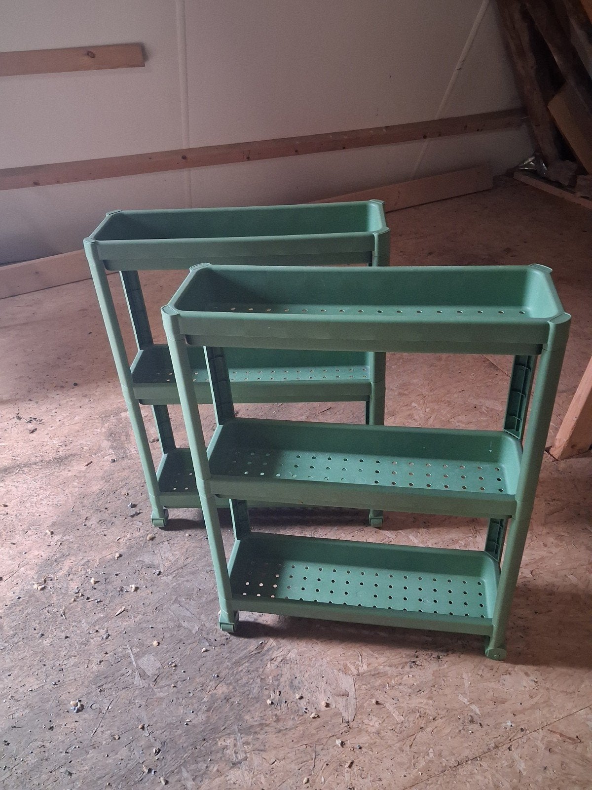 2 groene plastic badkamer kastje /trolley ikea, Ophalen of Verzenden