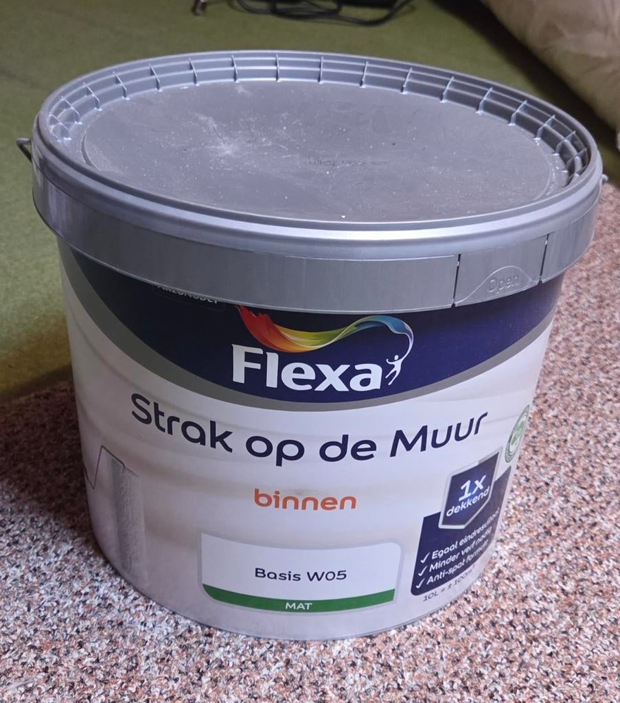 Flexa Strak op de Muur Binnen Muurverf Mat Basis W05 10L, Ophalen, Overige kleuren, Nieuw, Verf