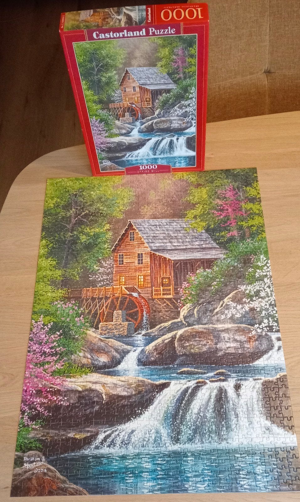1 Legpuzzel 1000 stukjes - watermolen Castorland, Ophalen, 500 t/m 1500 stukjes, Gebruikt, Legpuzzel
