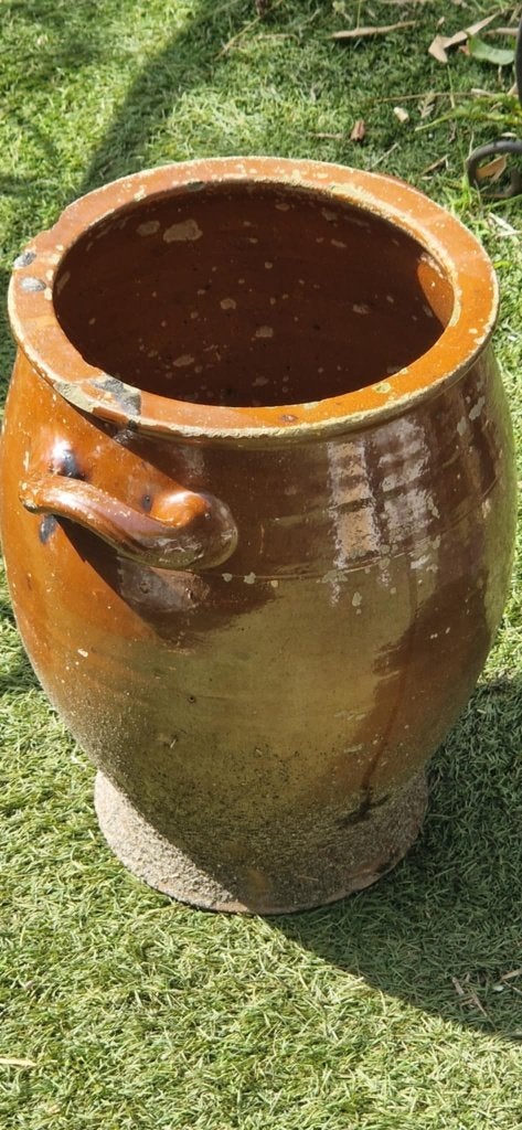 Grespot of Keulse pot (40 cm hoog) (brocante), Tuin en Terras, Gebruikt, Rond, Minder dan 40 cm, Ophalen