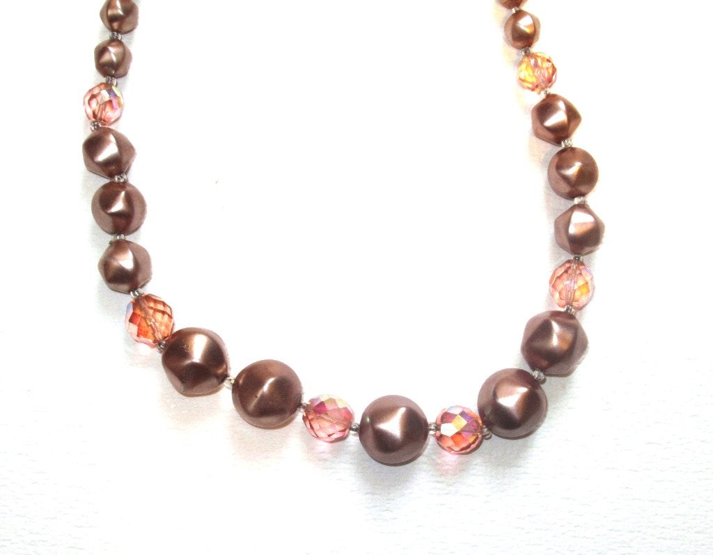 Retro kralen collier van de 70 jaren., Ophalen of Verzenden, Overige materialen, Met kristal