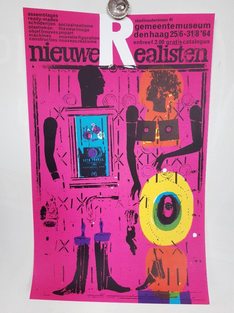 Originele Poster Ootje Oxenaar Nieuwe Realisten Bruce Lacey, Verzenden, A1 t/m A3, Reclame, Rechthoekig Staand