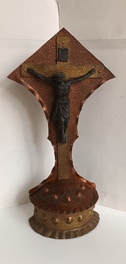 Zeldzaam Trench Art altaar Kruis Crusifix corpus art deco, Antiek en Kunst, Ophalen of Verzenden