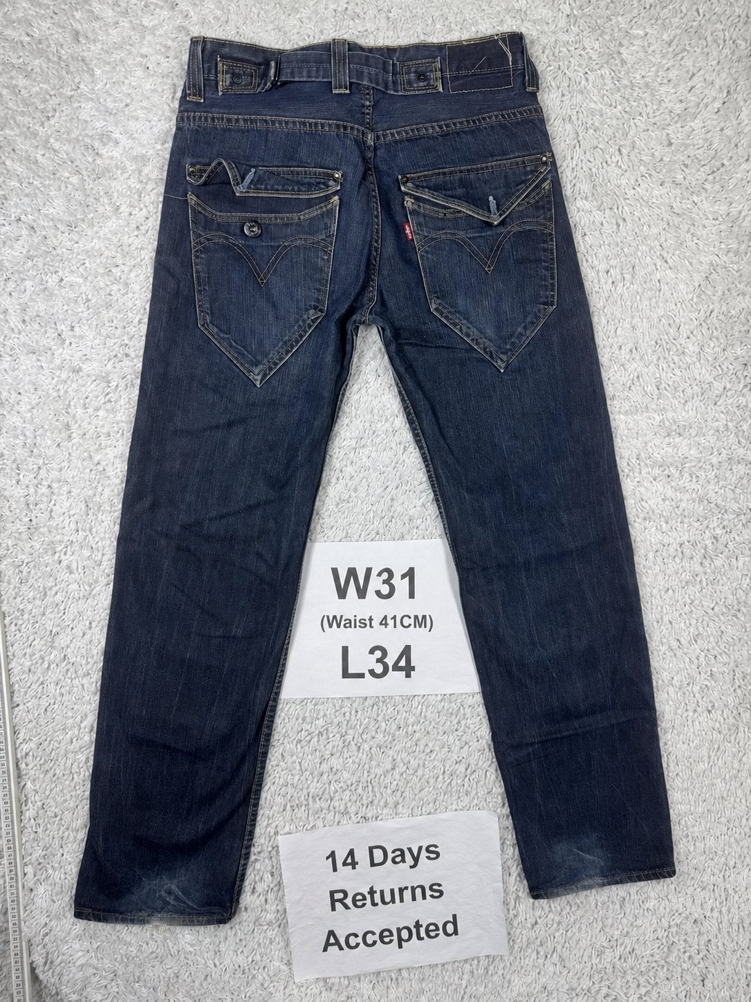 Levi's 503 Loose Fit Jeans Buckle Cinch Past W31 L34 Y2K, Blauw, W32 (confectie 46) of kleiner, Ophalen of Verzenden, H