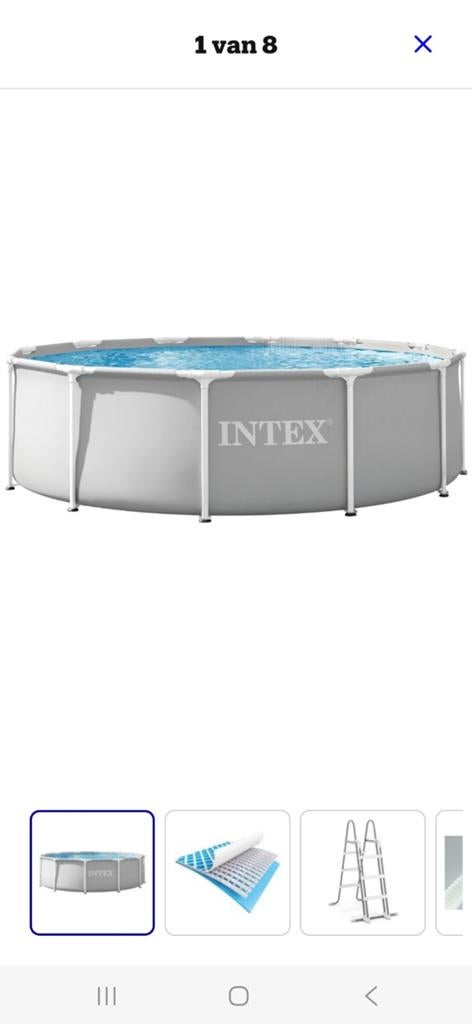 Intex Zwembad 366x99 met Zandfilterpomp en Accessoires, Ophalen, Gebruikt, 200 tot 300 cm, Opzetzwembad