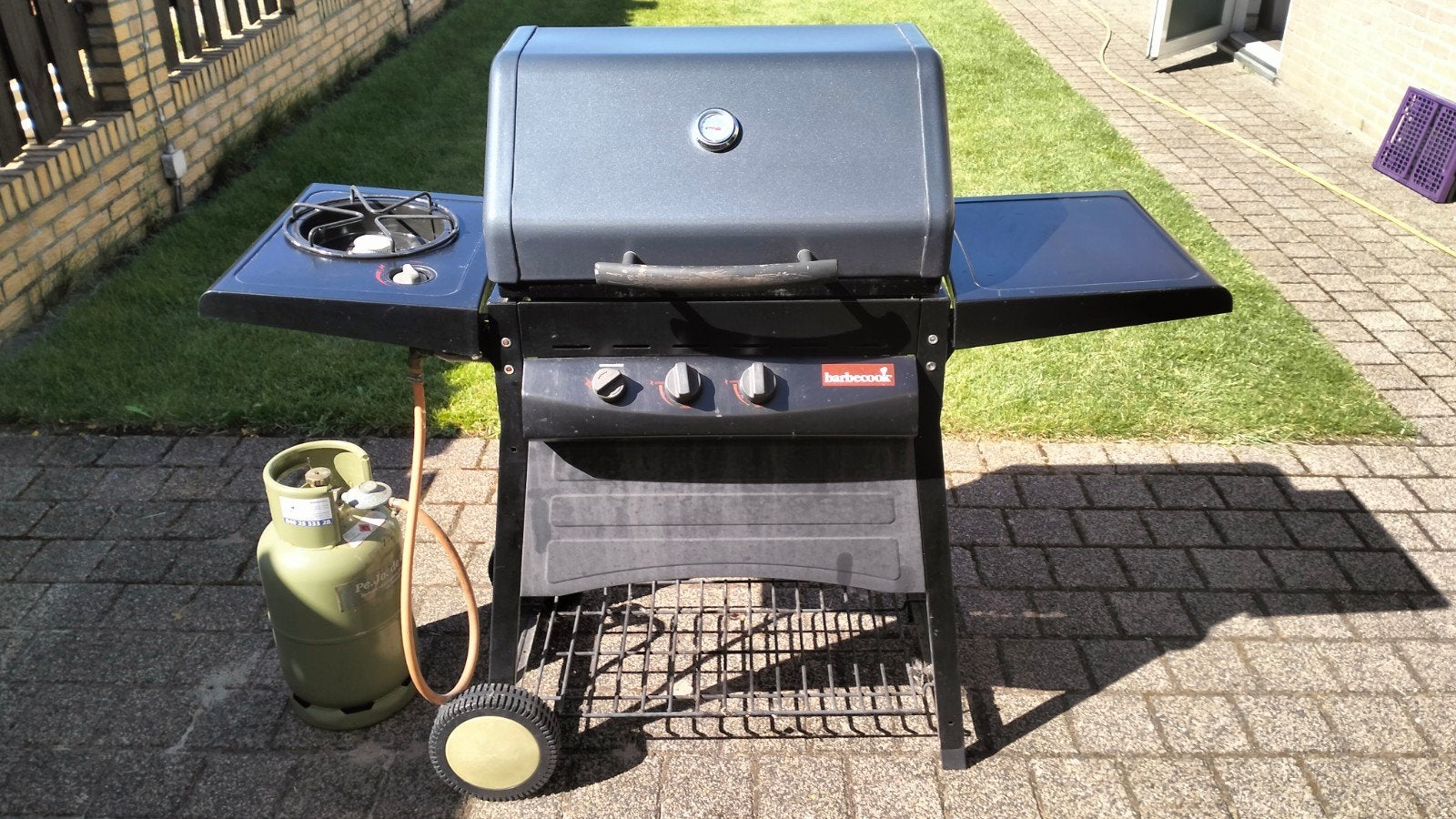 Barbecook gasbarbecue met zijbrander en gasfles, Ophalen, Gebruikt, Barbecook