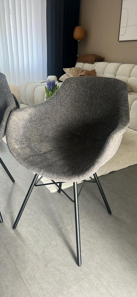 Stijlvolle kuipstoelen 4 st, Huis en Inrichting, Stoelen, Zo goed als nieuw, Twee, Stof, Grijs, Ophalen