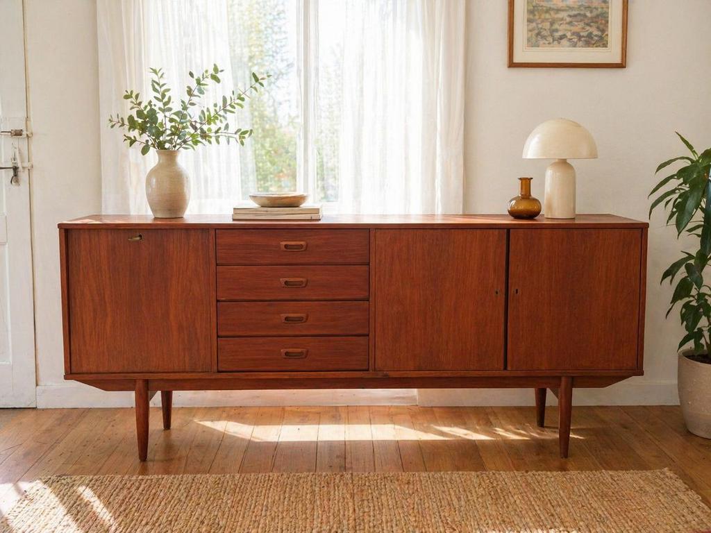 Scandinavische  antiek dressoir, Huis en Inrichting, Ophalen, Zo goed als nieuw, 75 cm of meer, Teakhout