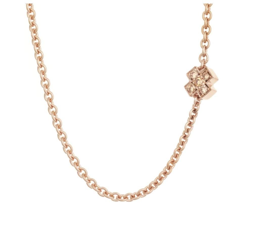 Bron Jewelry collier Joy rosegoud 18K met champagne diamant, Ophalen of Verzenden, Zo goed als nieuw, Roze, Goud