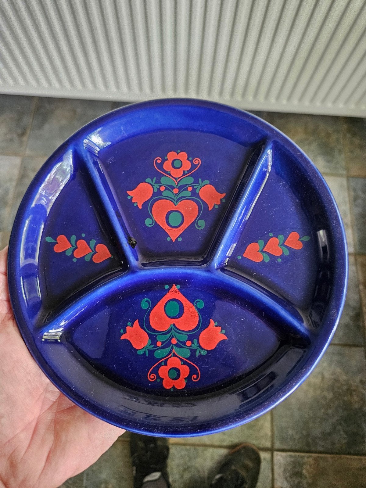 Vintage aardewerk fondueborden met bloemmotief - 8 stuks, Ophalen of Verzenden, Aardewerk, Overige stijlen, Bord(en)