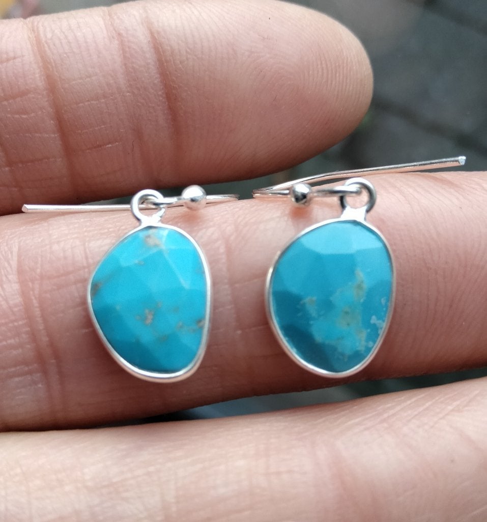 Turquoise oorbellen, Hangers, Nieuw, Zilver, Verzenden
