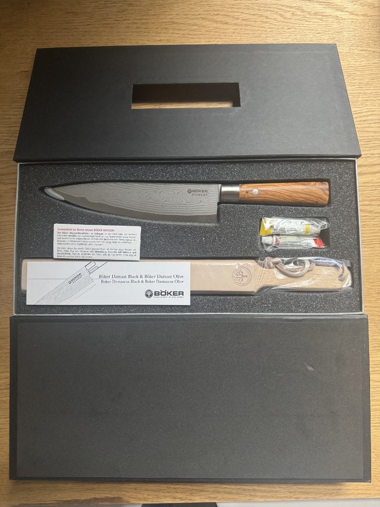 Boker Damast Olive koksmes, Overige typen, Ophalen of Verzenden, Nieuw