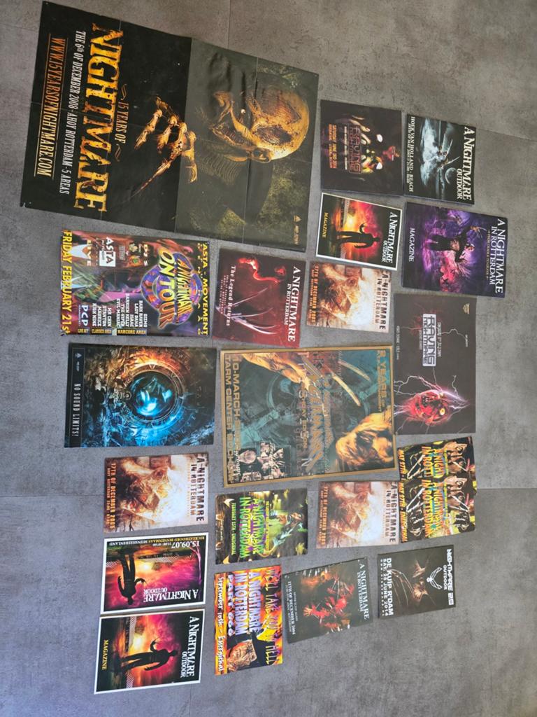 Nightmare flyers en posters - Unieke verzameling, Ophalen of Verzenden, A1 t/m A3, Muziek, Rechthoekig Staand