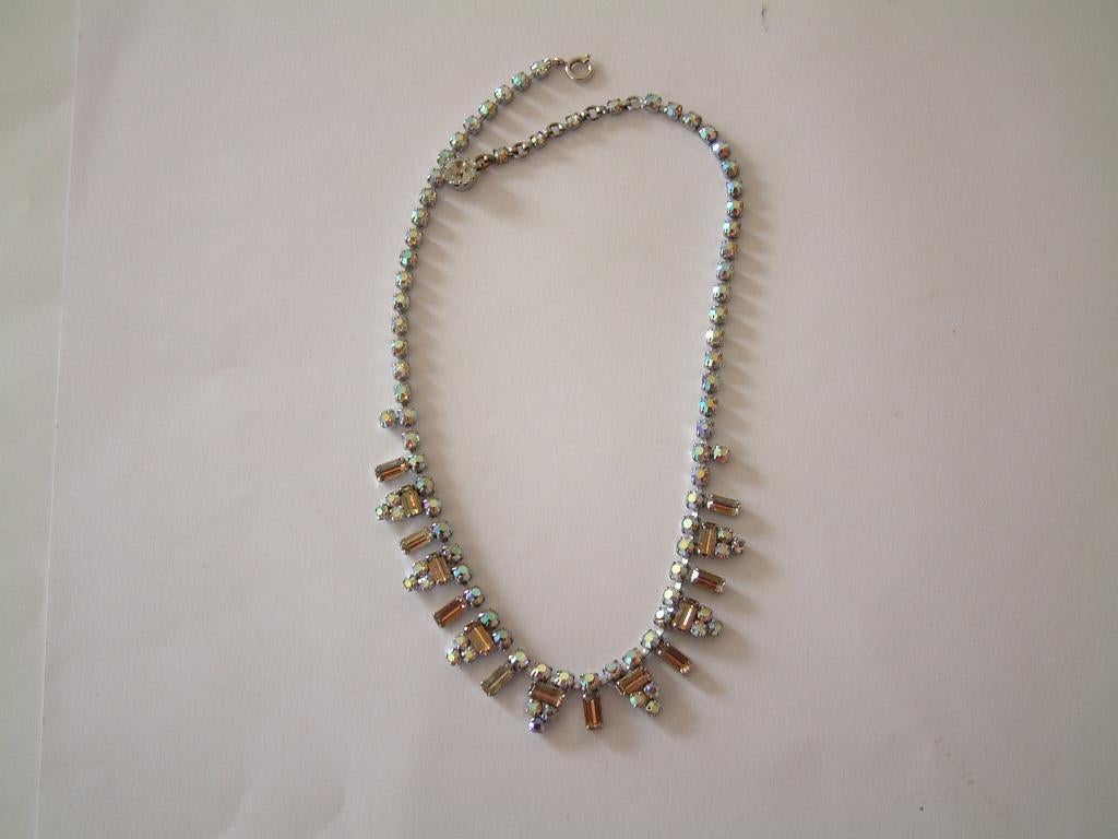 Mooie gave oude aurora borealis strass / rijnsteen ketting, Ophalen of Verzenden, Overige materialen