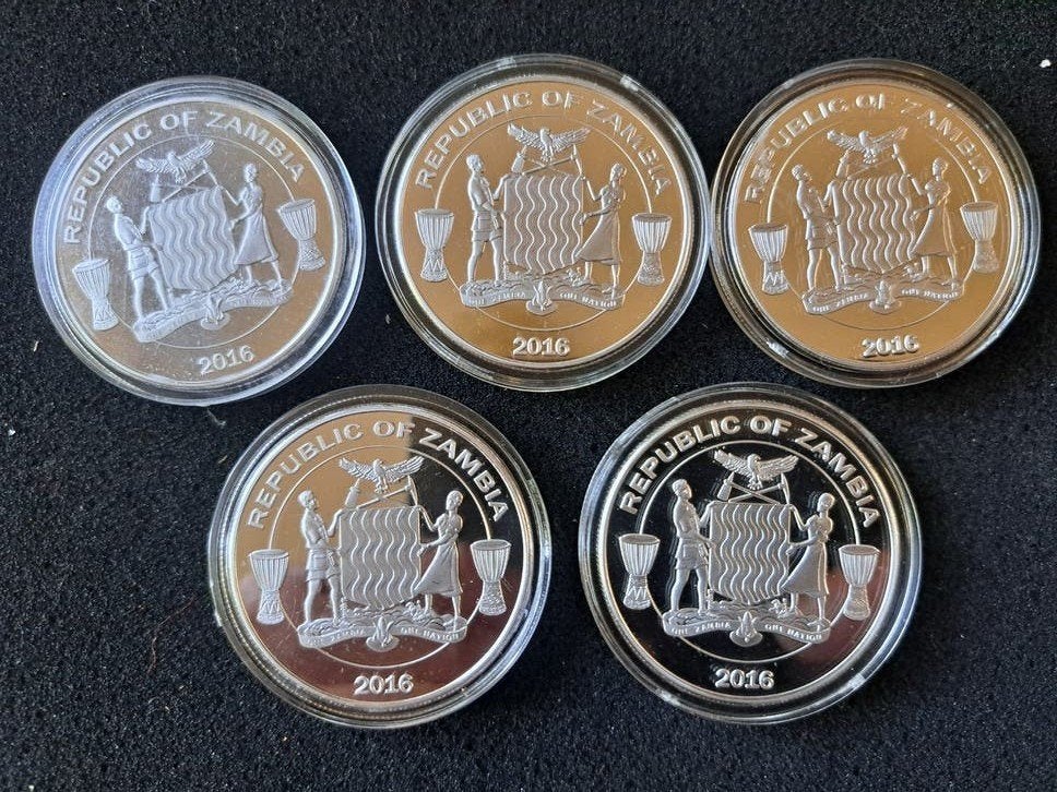 Set van 5 Zambia African Wildlife  munten, Ophalen of Verzenden, Zambia, Setje