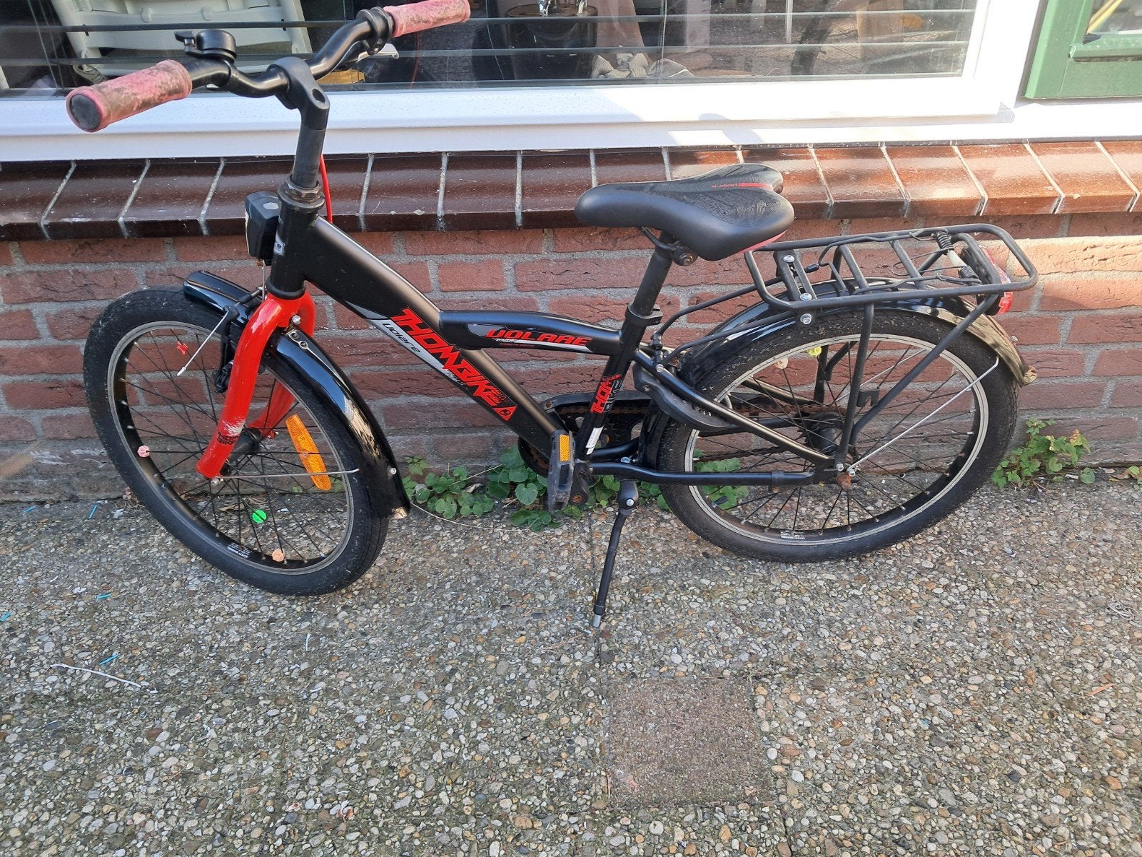 Volare Thombike kinderfiets 20 inch - Zwart/Rood, Ophalen, 20 inch of meer, Gebruikt, Velgrem