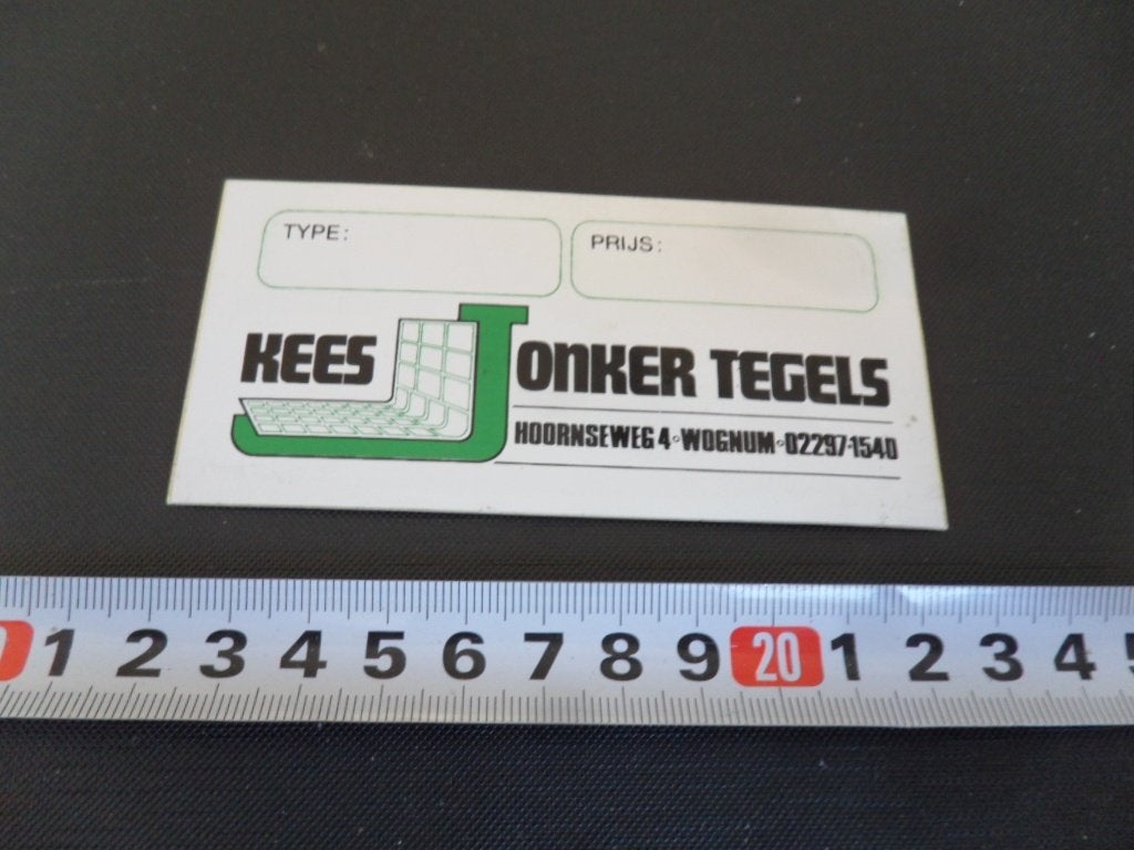 sticker wognum kees jonker tegels hoornseweg 4, Verzamelen, Ophalen, Zo goed als nieuw