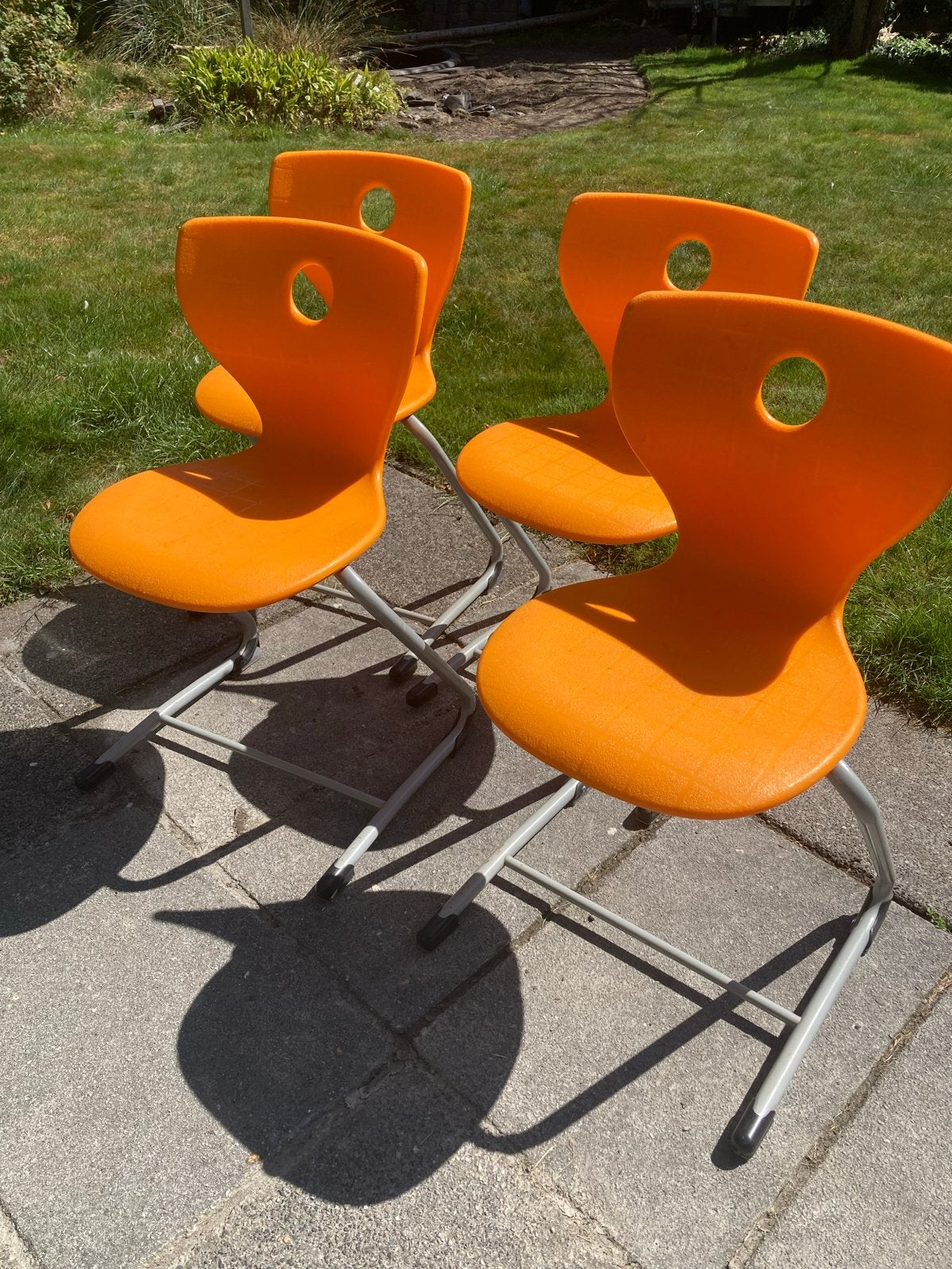 Set van 4 Verner Panton VS schoolstoelen - oranje, Ophalen, Gebruikt, Overige kleuren, Vier