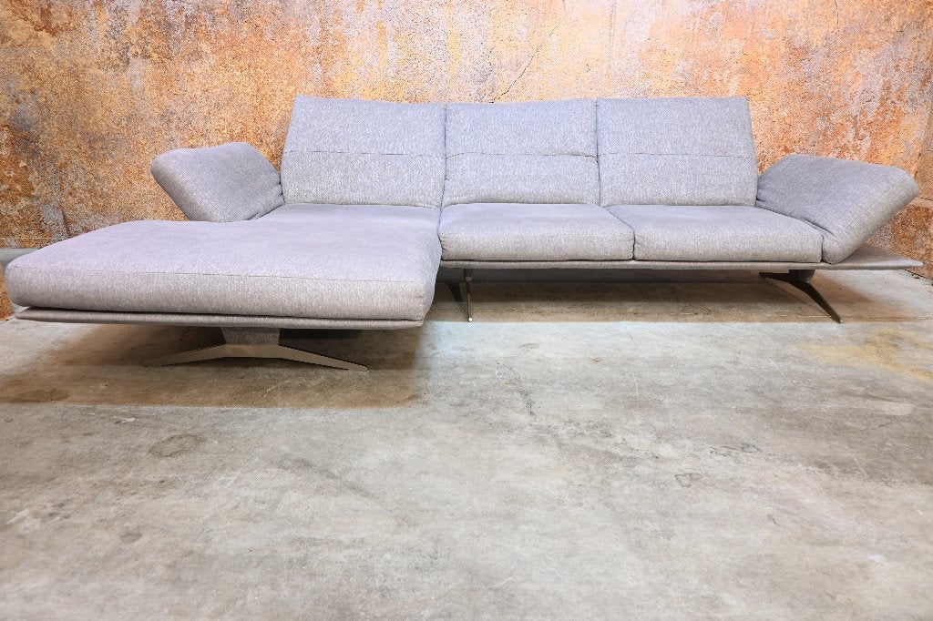 ZGANieuw grijze stoffen W Schillig design hoekbank verstelb, Schillig, Schillig, Hoekbank, 300 cm of meer
