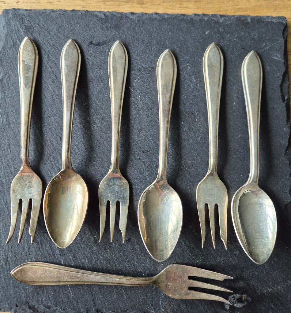 Vintage Nescafé lepels en vorken set, Antiek en Kunst, Ophalen of Verzenden