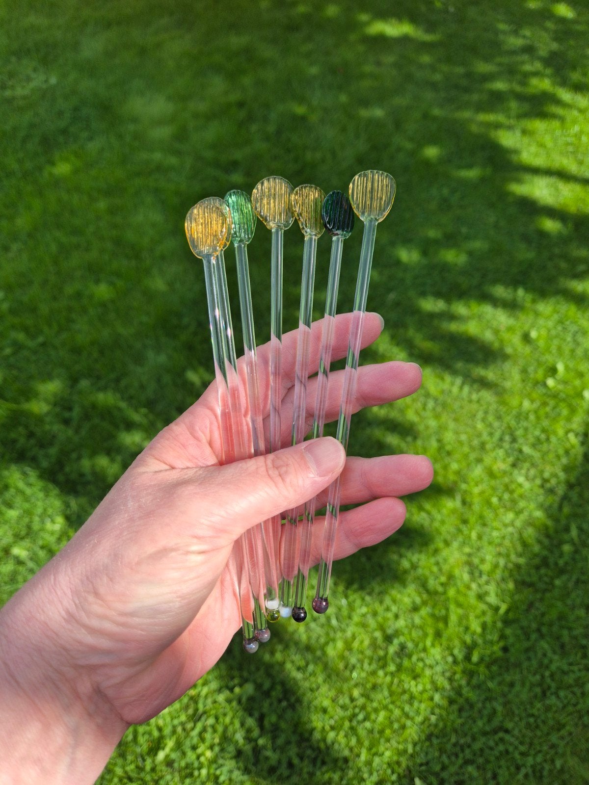 Vintage glazen cocktail roerstaafjes/ swizzle sticks 7 stuks, Antiek en Kunst, Ophalen of Verzenden