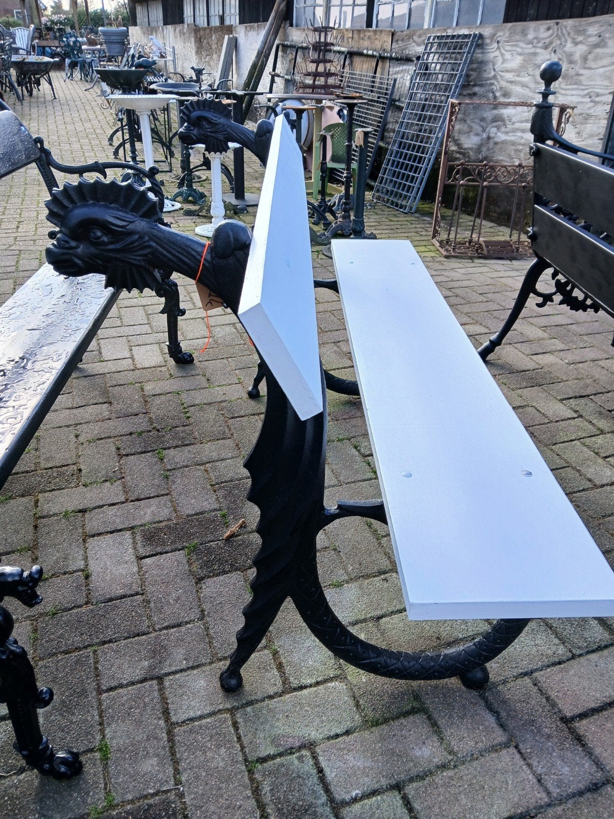 Gietijzeren tuinbank draken bank, Ophalen, Metaal