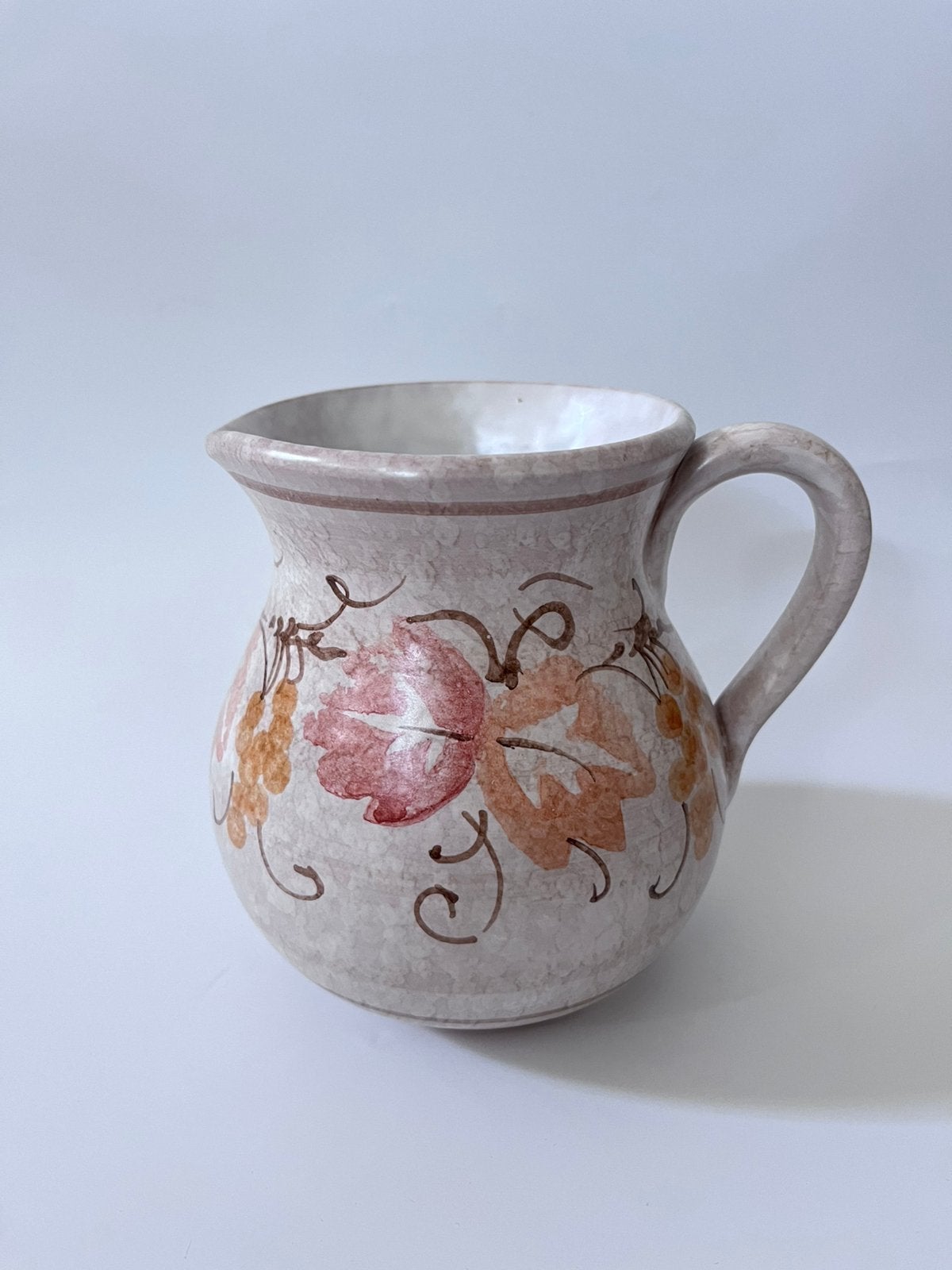 Vintage keramische schenkkan met bloemmotief (15 cm), Ophalen of Verzenden