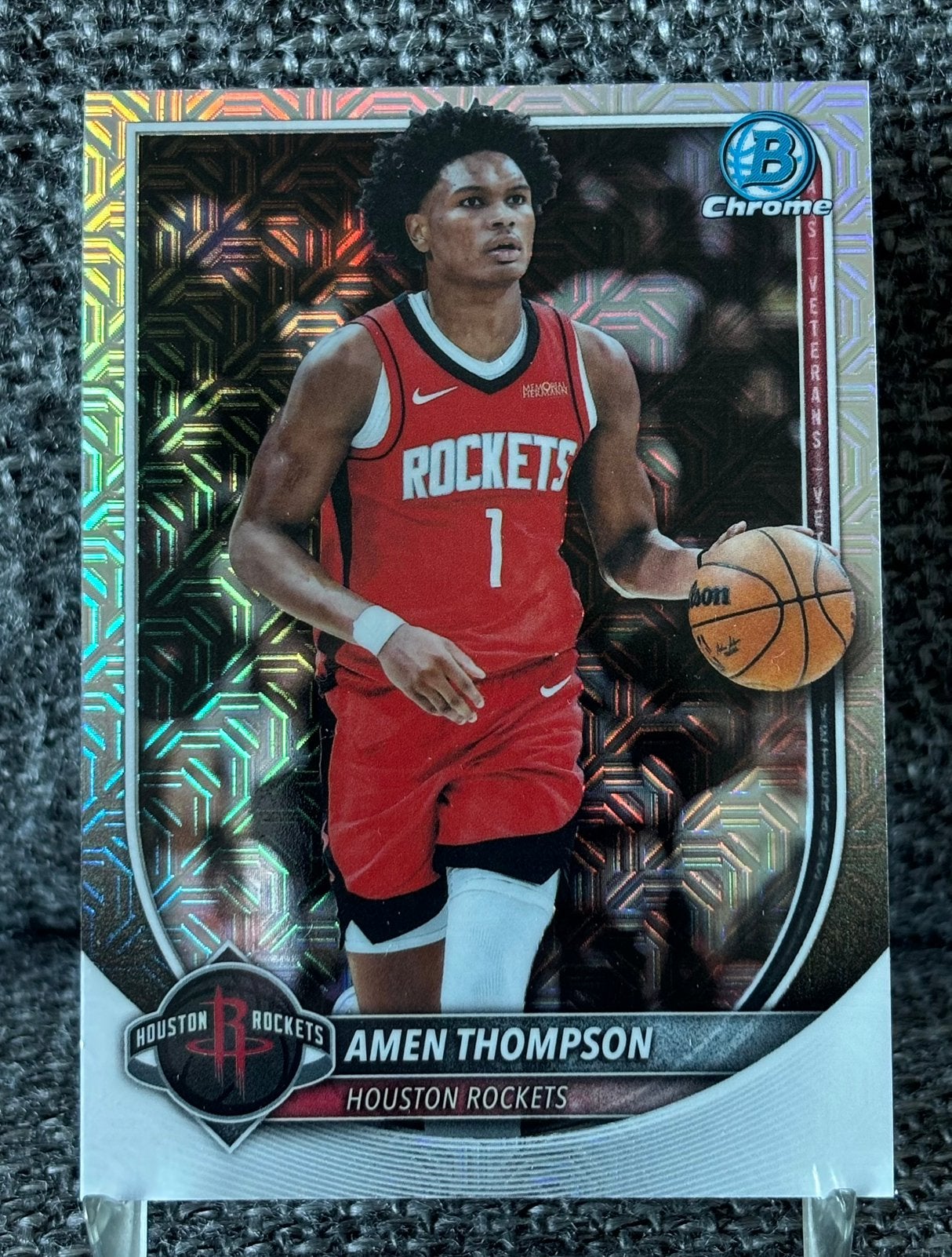 Amen Thompson Houston Rockets Topps Bowman Chrome NBA card, Ophalen of Verzenden, Nieuw, Plaatje