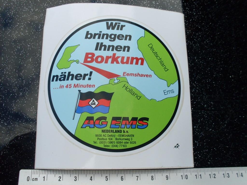sticker ag ems nederland delfzijl eemshaven borkum, Verzenden, Zo goed als nieuw, Bedrijf of Vereniging