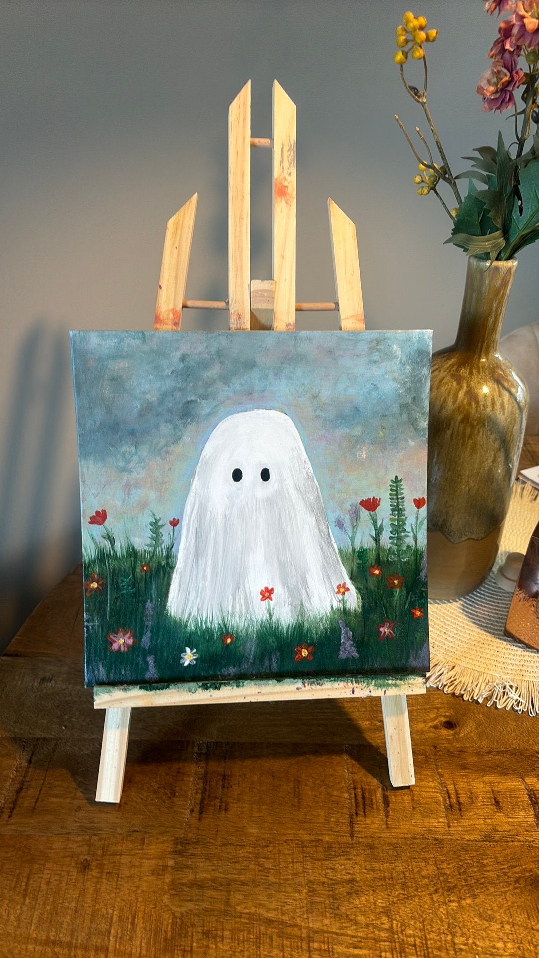 ‘De Bewaker van de Bloemen’  schilderij, Ophalen of Verzenden, Minder dan 50 cm, Schilderij