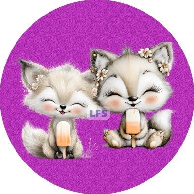 lf47 icing frosting vosjes 20cm eetbare taart plaat print, Ophalen of Verzenden, Nieuw, Taarten, Versiering