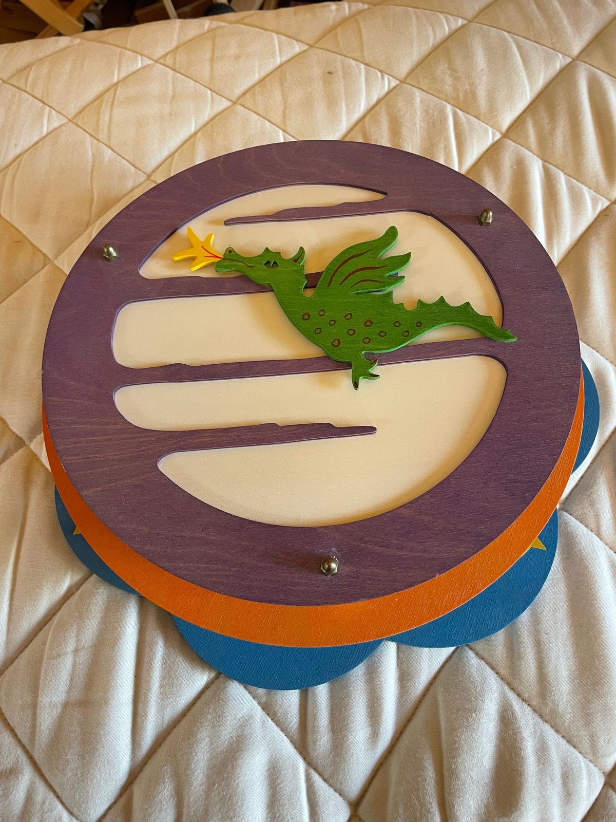 Leuke drakenlamp voor kinderkamer, de noest, Ophalen of Verzenden, Gebruikt, Hout, E27 (groot)