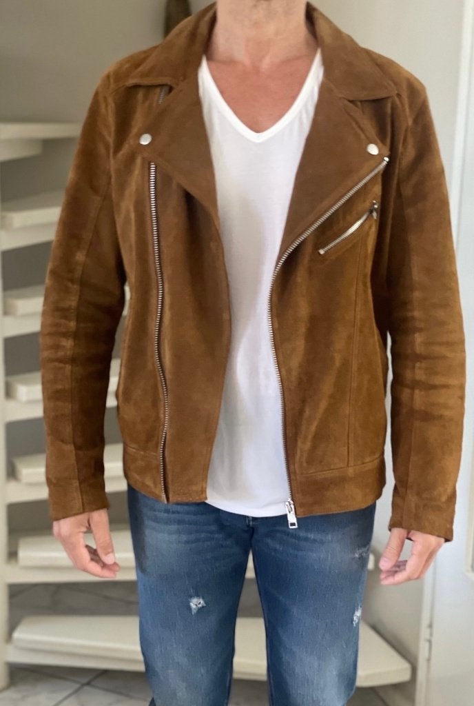 Originele Jas Jack & Jones Ramones-jas – maat M/L, Maat 52/54 (L), Bruin, Ophalen of Verzenden, Zo goed als nieuw