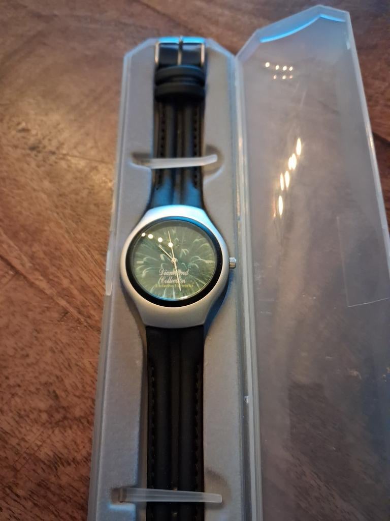 Vuurwerk/Vintage Horloge - Diamond Collection, Overige merken, Overige materialen, Leer, Polshorloge