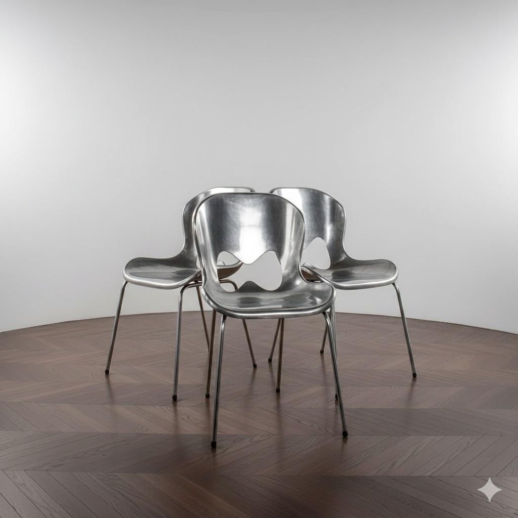 Vintage design stoel RVS eetkamerstoelen Umbra Karim Rashid, Ophalen, Gebruikt, Overige kleuren, Drie