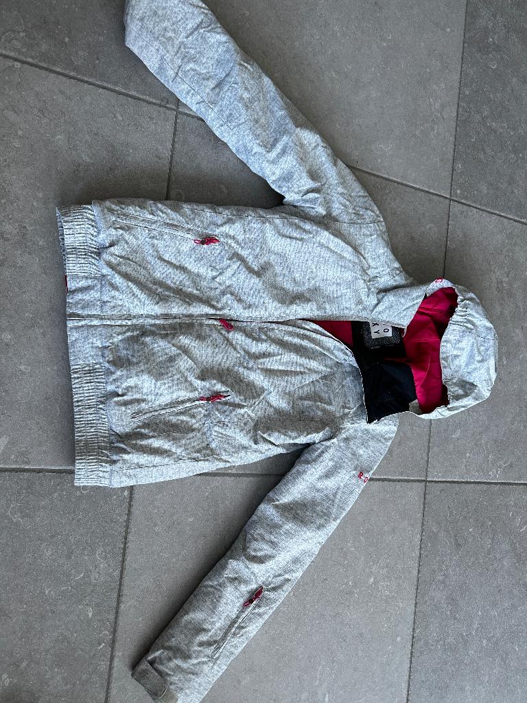 Winter ski jas grijs / roze maat 14 (164), Kinderen en Baby's, Kinderkleding | Maat 158, Ophalen of Verzenden, Zo goed als nieuw