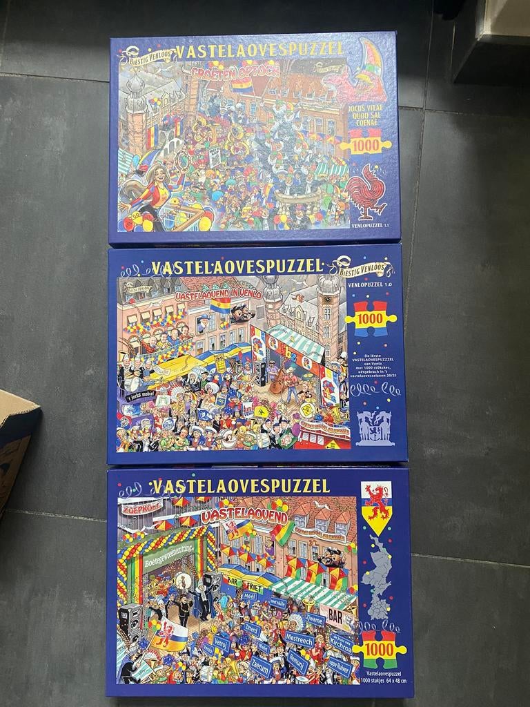 Vastelaovespuzzels 3x nieuw, Ophalen of Verzenden, 500 t/m 1500 stukjes, Zo goed als nieuw