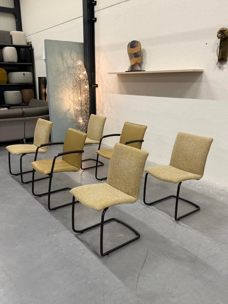 6 Nieuw Leolux Freyr eetkamerstoel stof leer Design Stoel, Leolux, Overige kleuren, Nieuw, Ophalen of Verzenden